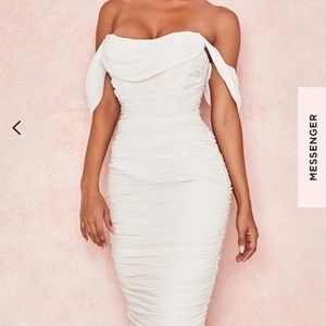 New House of CB - Carlotta Ivory Ruched Dress